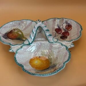 Decorative Fruit-Themed Ceramic Serving Dish made in Italy 1981
